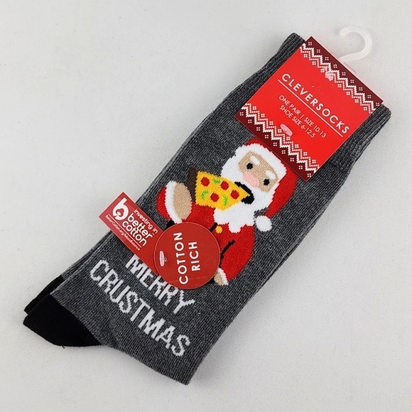 Cleversocks Accessories - Cleversocks Novelty Unisex Merry Crustmas Santa Pizza One Pair Socks Size 6-12